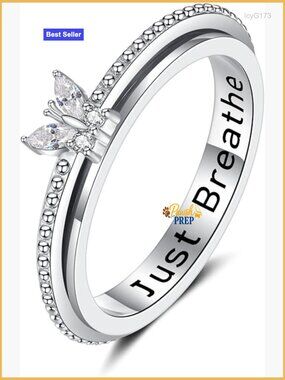 Sterling Silver Fidget Spinner Ring for Anxiety Relief, Size 7